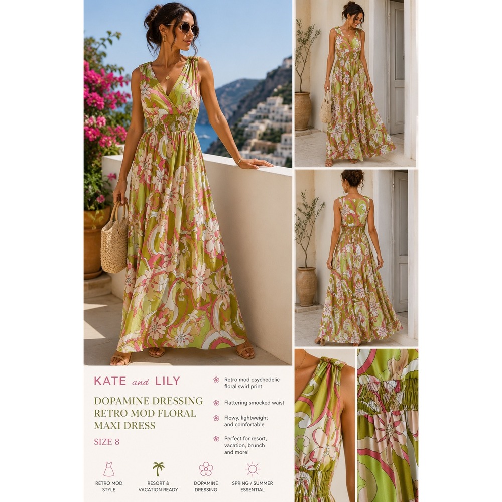 Kate and Lily Dopamine‎ Dressing Psychedelic Resort Maxi Dress Size 8Lo